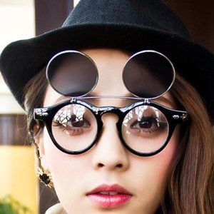 Sunglasses ~ Retro ~ Flip Up ~ Black